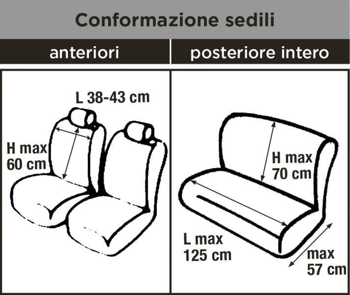 Cora Serie completa coprisedili Travel tessuto misto cotone avio/nero