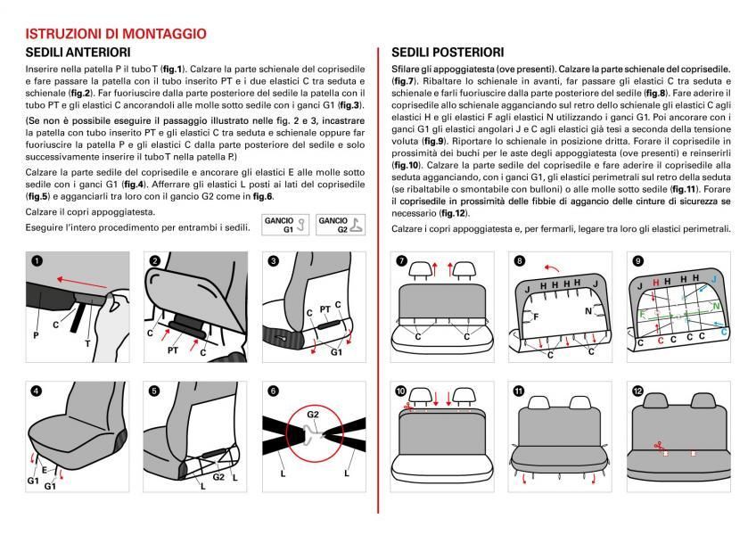 Cora Serie completa coprisedili Travel tessuto misto cotone avio/nero