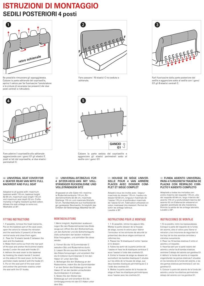 Cora Coprisedili Furgoni Posteriore 4 Posti Universale Copes Antracite