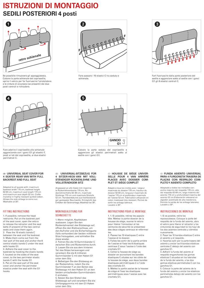 Cora Coprisedili Furgoni Posteriore 4 Posti Universale Millepunti
