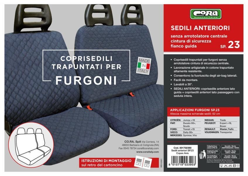 Fundas de asiento para furgoneta Cora, talla SP23, tela de algodón acolchada Air Force