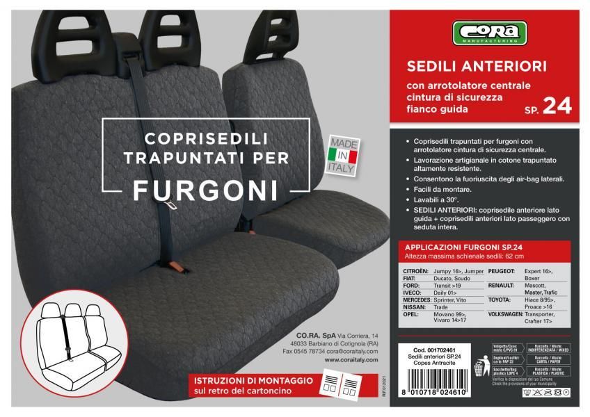 Cora Coprisedili per furgoni tg. SP24 tessuto cotone trapuntato antracite