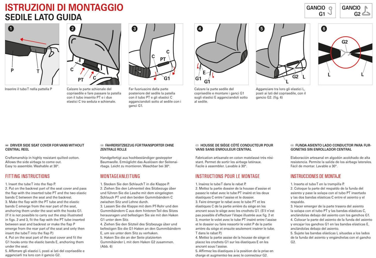Cora Coprisedile lato guida furgoni SP24/SP25 cotone trapuntato antracite