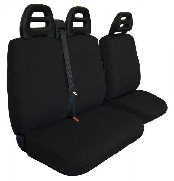Cora Van Seat Covers, Size SP24, Black Quilted Cotton Fabric