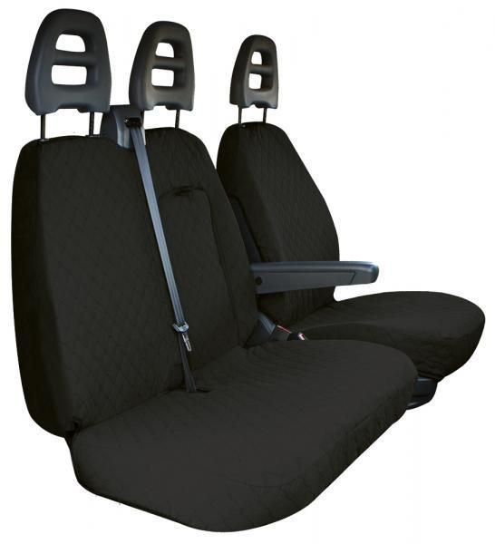 Fundas de asiento para furgoneta Cora, talla SP25, tela de algodón acolchada negra