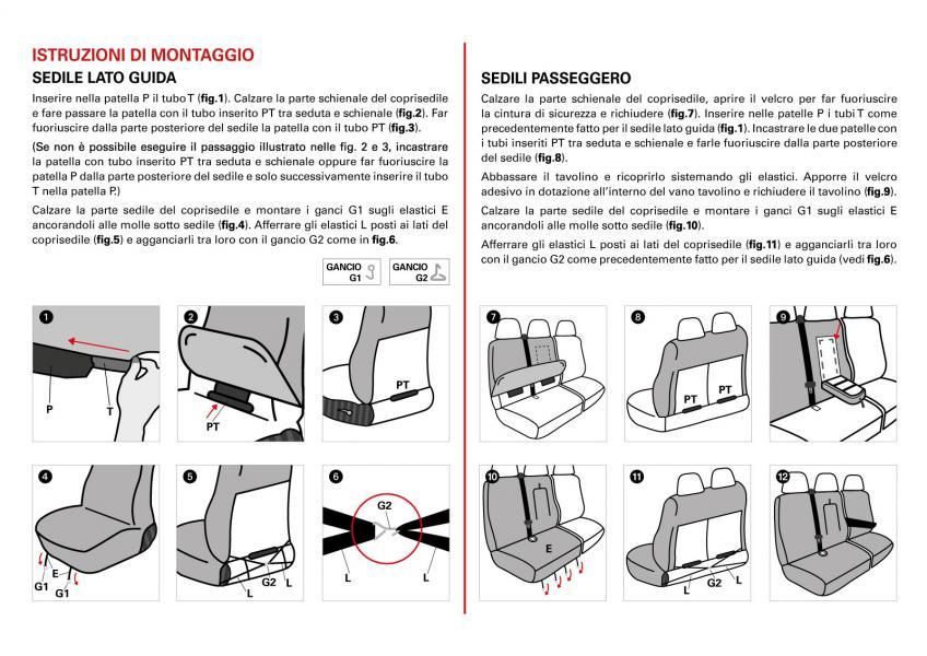 Cora Coprisedili per furgoni tg. SP25 tessuto cotone trapuntato nero