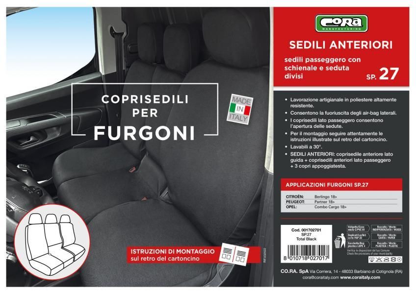 Cora Coprisedili per furgoni tg. SP27 tess. poliestere nero