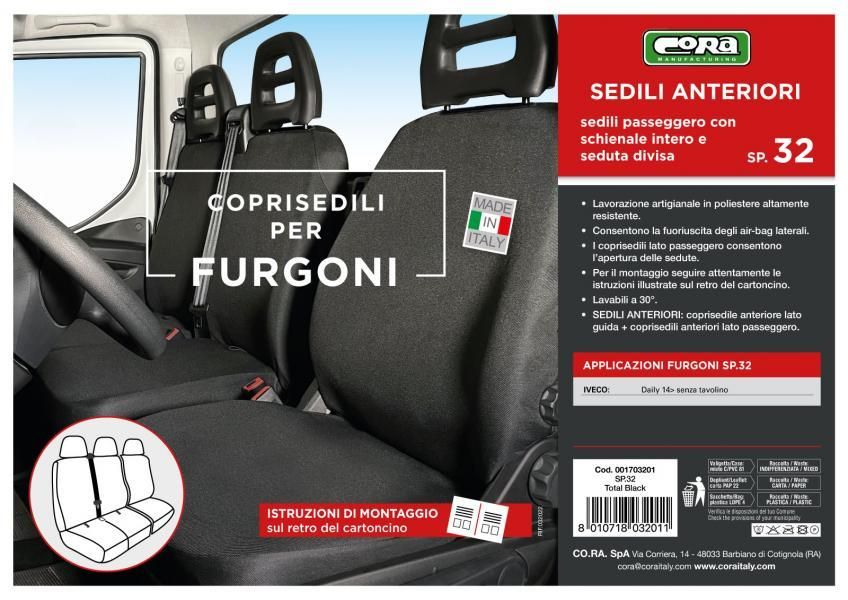 Cora Coprisedili per furgoni tg. SP32 seduta divisa tess. poliestere nero