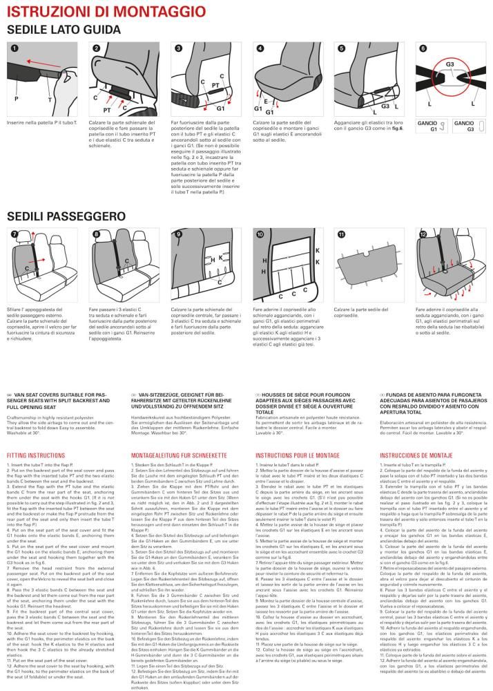 Fundas de asiento para furgoneta Cora Sp34 con asiento de banco S/Int. Negro total
