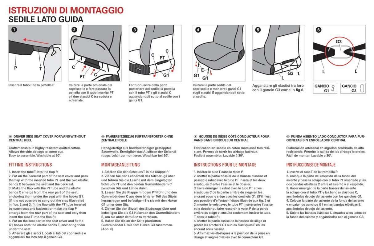 Cora Coprisedile auto lato guida per furgoni SP34 tessuto misto cotone nero