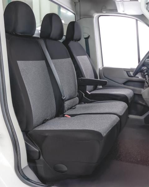 Fundas para asientos de furgoneta Cora Manufacturing, talla SP35, asiento dividido, abatibles, tela de mezcla de algodón negra
