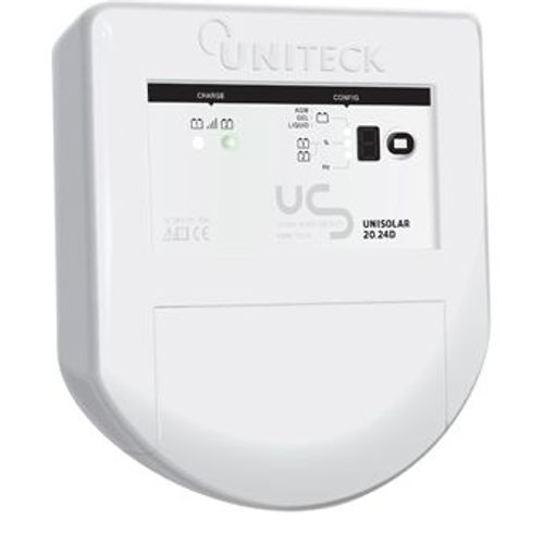 Uniteck Regolatore di carica solare PWM - 20A - 12/24V - 2 batterie UNISOLAR 20.24 D