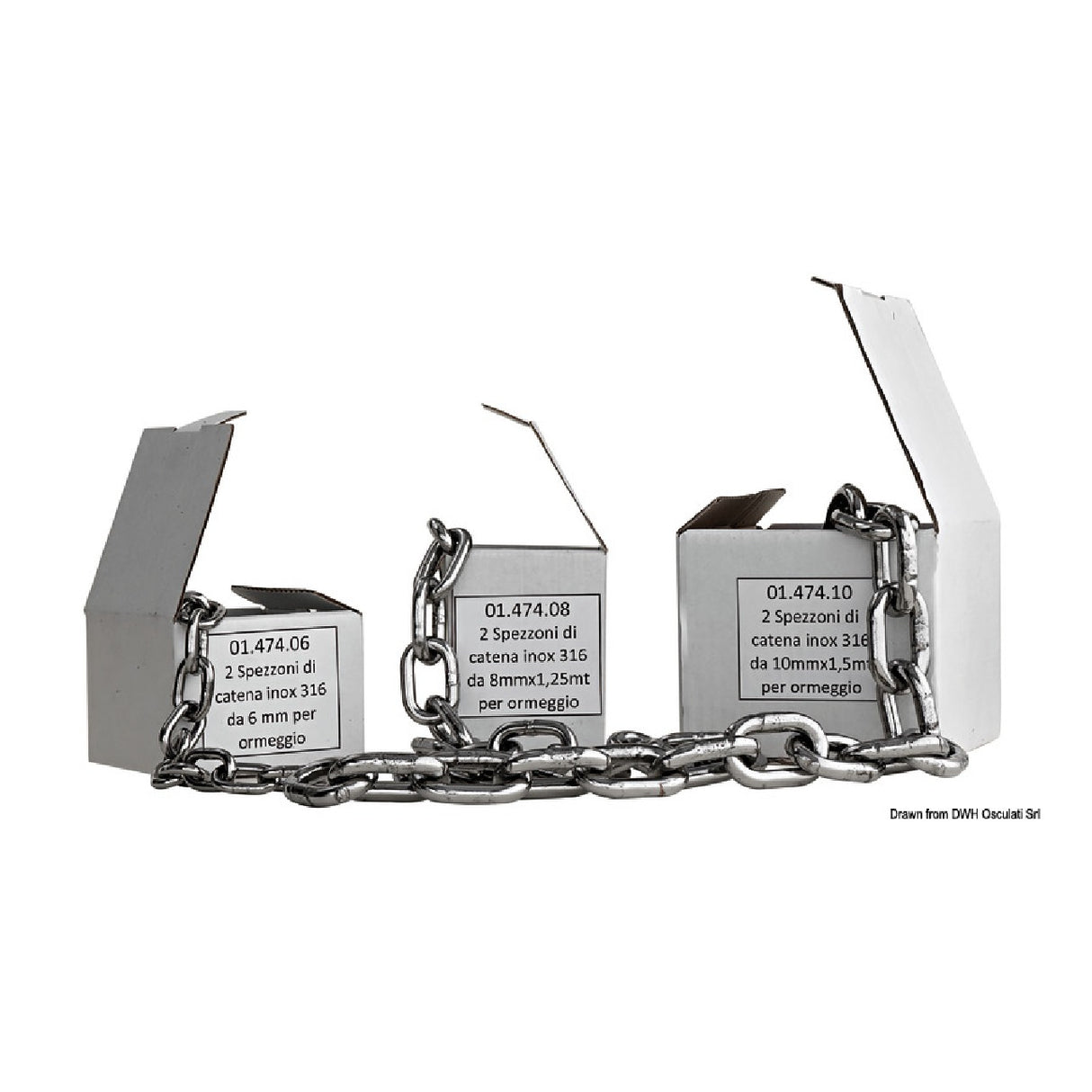 Osculati Paar Kettenglieder aus Edelstahl AISI 316 für Boote 01.474.06