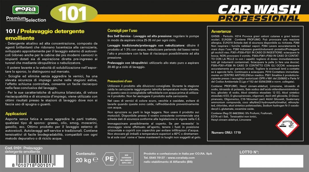 Cora Prelavaggio detergente emolliente 20 kg