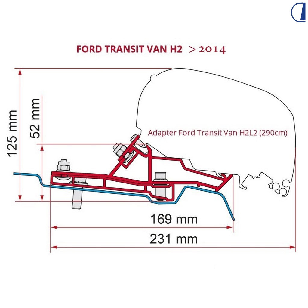 Fiamma Adapter per tendalino F80/F65 su Ford Transit Van H2L2 290 cm