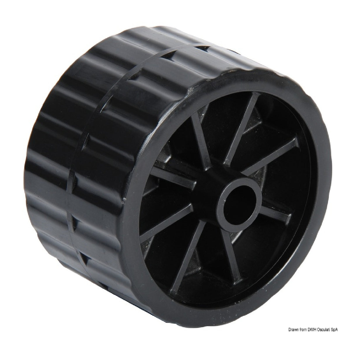 Osculati Schwarze Seitenlaufrolle für Anhänger, 75 mm Lochdurchmesser, 17 mm, 02.029.05