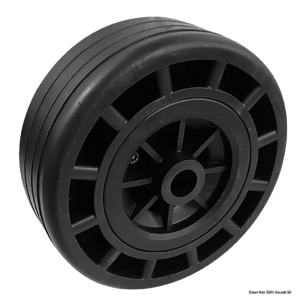Osculati Anhängerrolle – Technopolymerkern, Gummiaußenseite, Durchmesser 250 mm 02.029.46