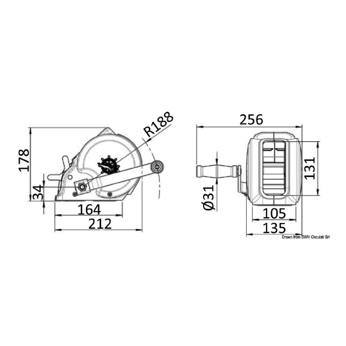 Osculati Arganello per alaggio imbarcazioni carenato max 540 kg 02.120.01 - AmerigoStore