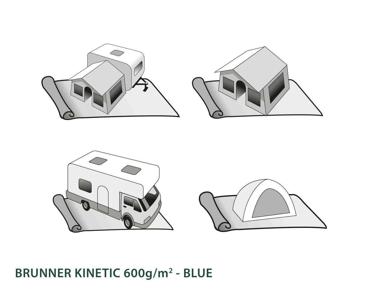 Brunner Kinetic 600 Campingmatte für Wohnmobile und Wohnwagen, 250 x 400 cm, Blau-Grau