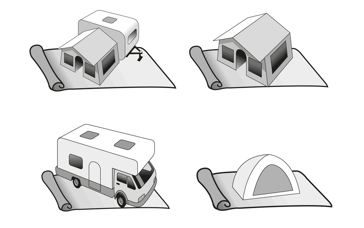 Colchoneta de camping Brunner Kinetic 500 para autocaravanas y caravanas, 250 x 500 cm, gris