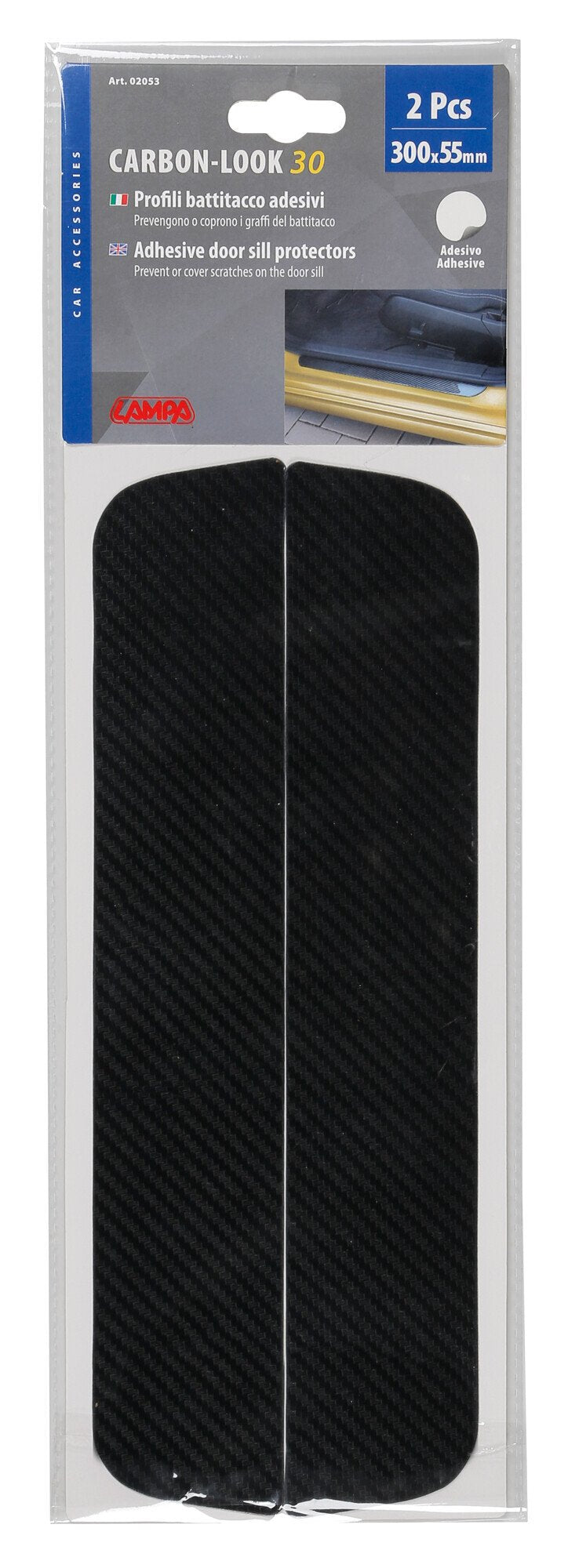 Lampa Carbon-Look, profili battitacco portiera adesivi - 300x55 mm 02053