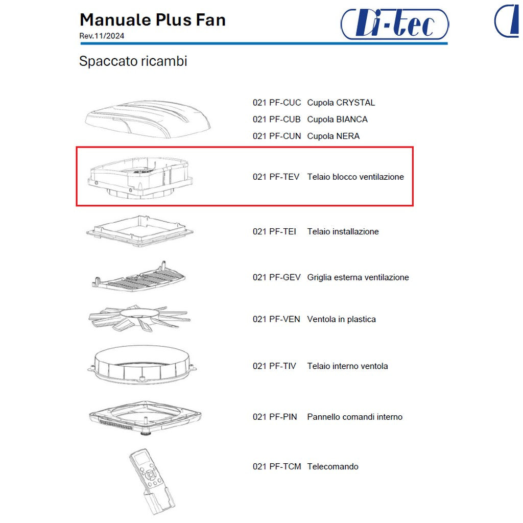 Di-Tec Telaio blocco ventilazione per aeratore Plus Fan