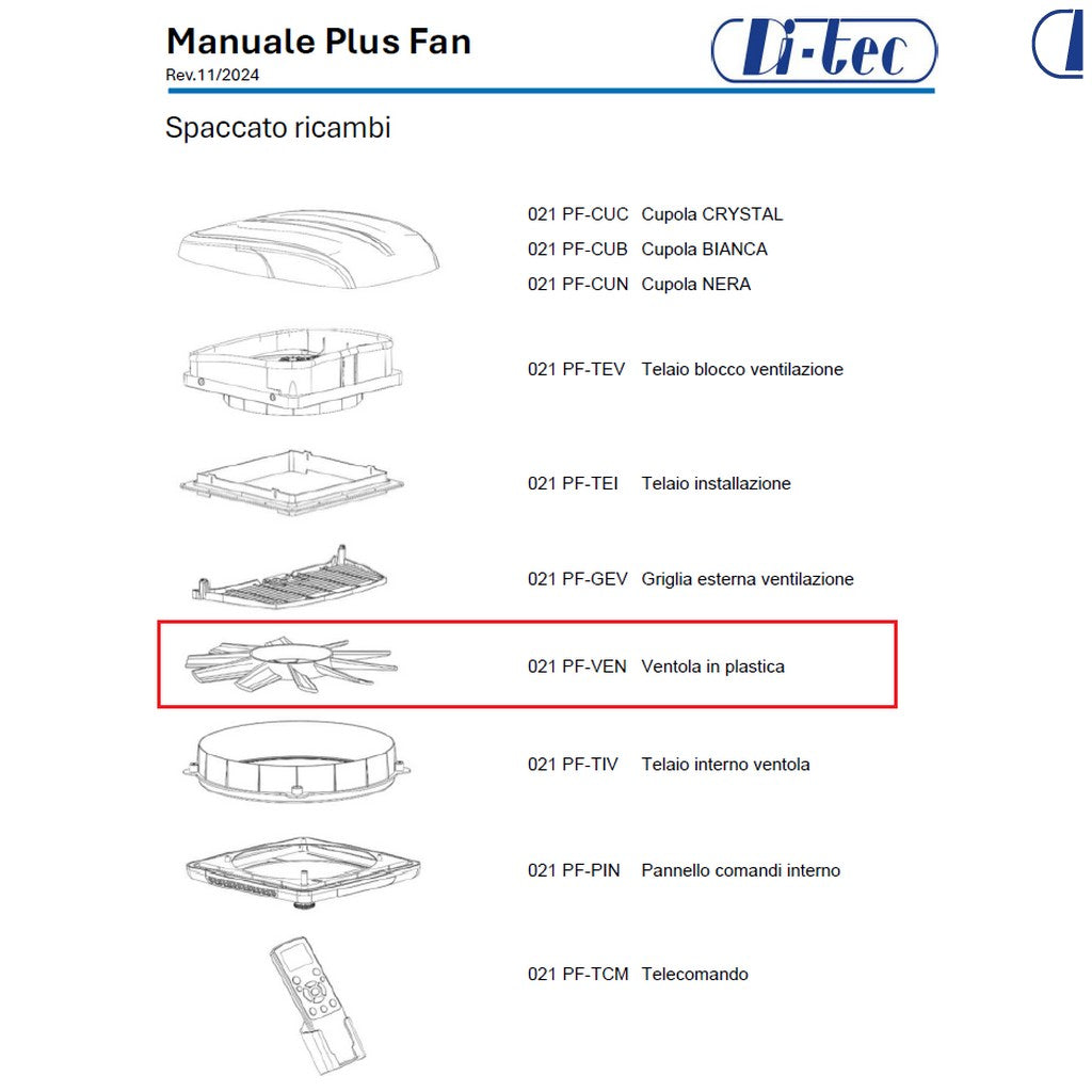 Di-Tec Ventola di ricambio in plastica per aeratore Plus Fan