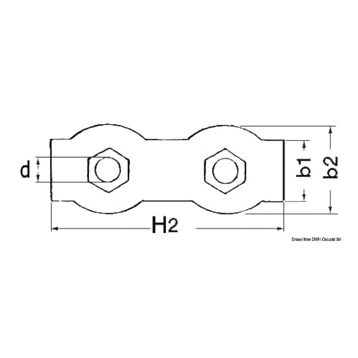 Osculati Morsetto in acciaio inox doppio da 3 a 8 mm 04.512.03