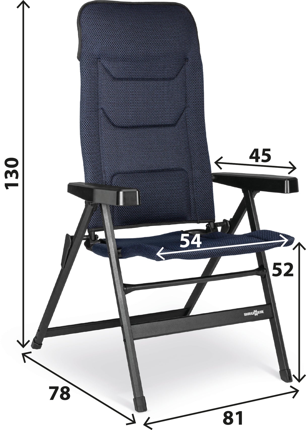 Sedia Pieghevole Brunner Rebel Pro LARGE Blu 54 x 45 x H51,5/125 cm