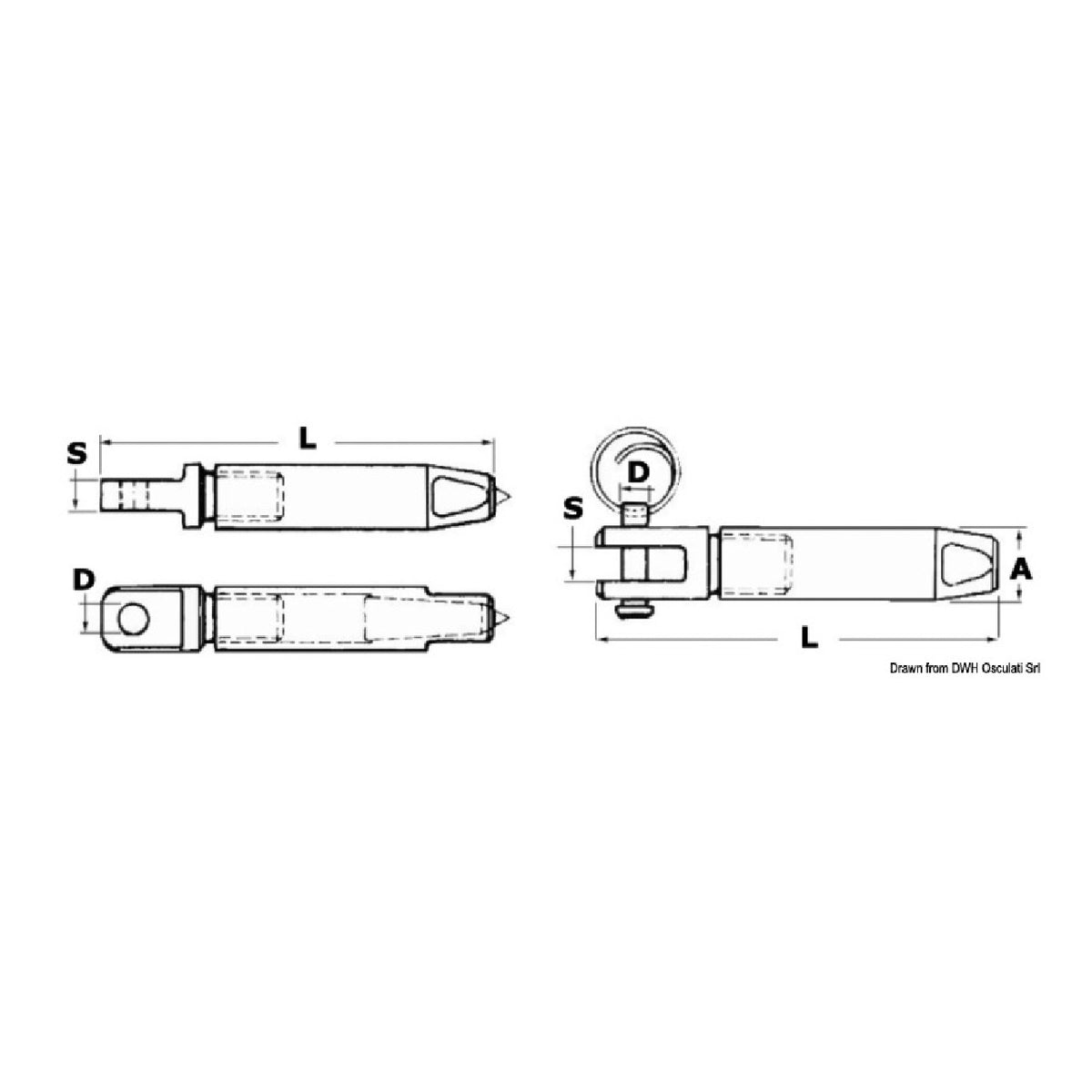 Osculati Edelstahl-Anschlussklemme AISI 316 für Parafil Eye-Kabel 05.663.07
