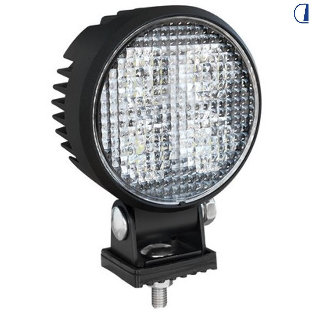 Luce da lavoro rotonda a 4 LED Osram orientabile, corpo in alluminio