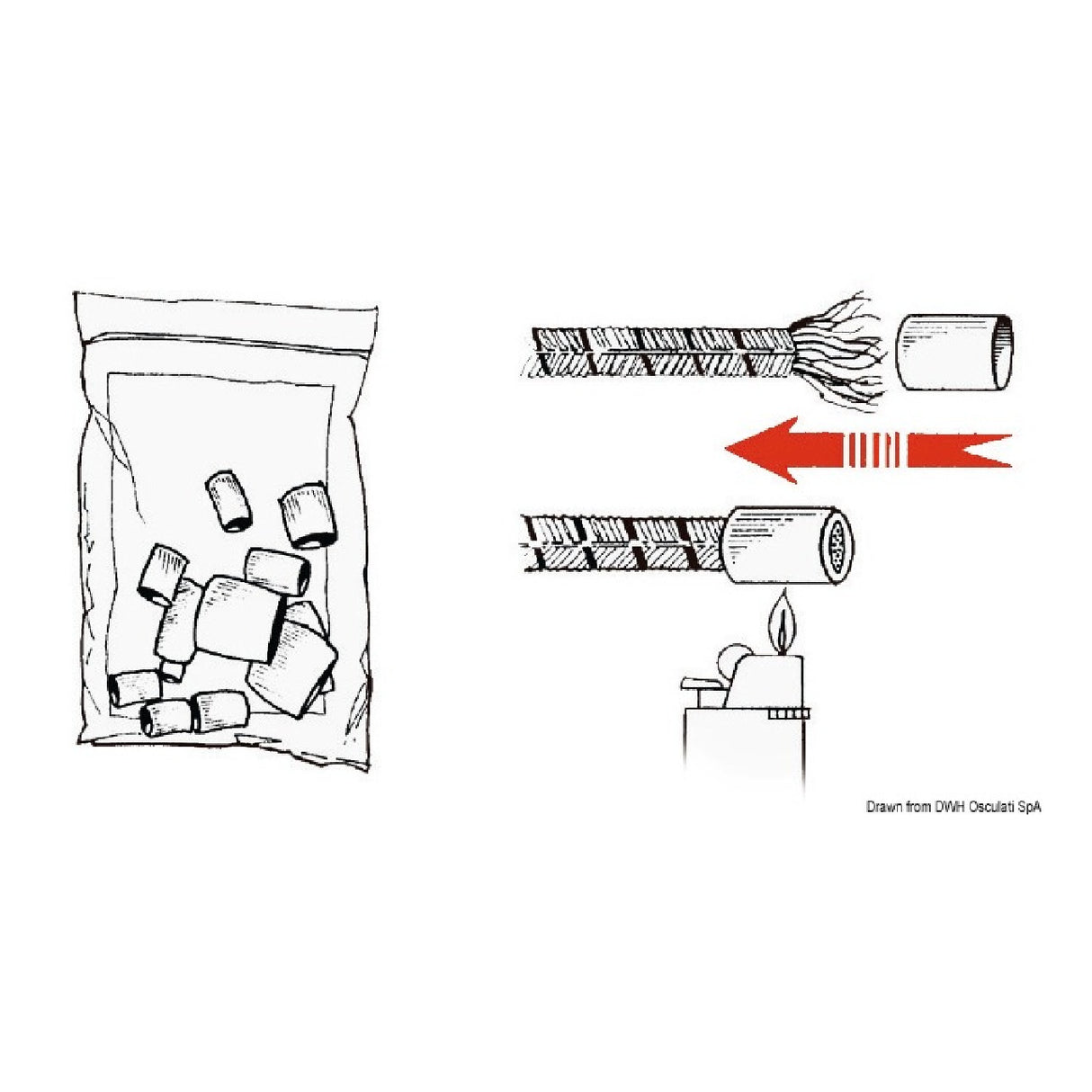 Osculati Weiße Kunststoff-Schrumpfschläuche zum Endverbinden von Seilen 06.202.00