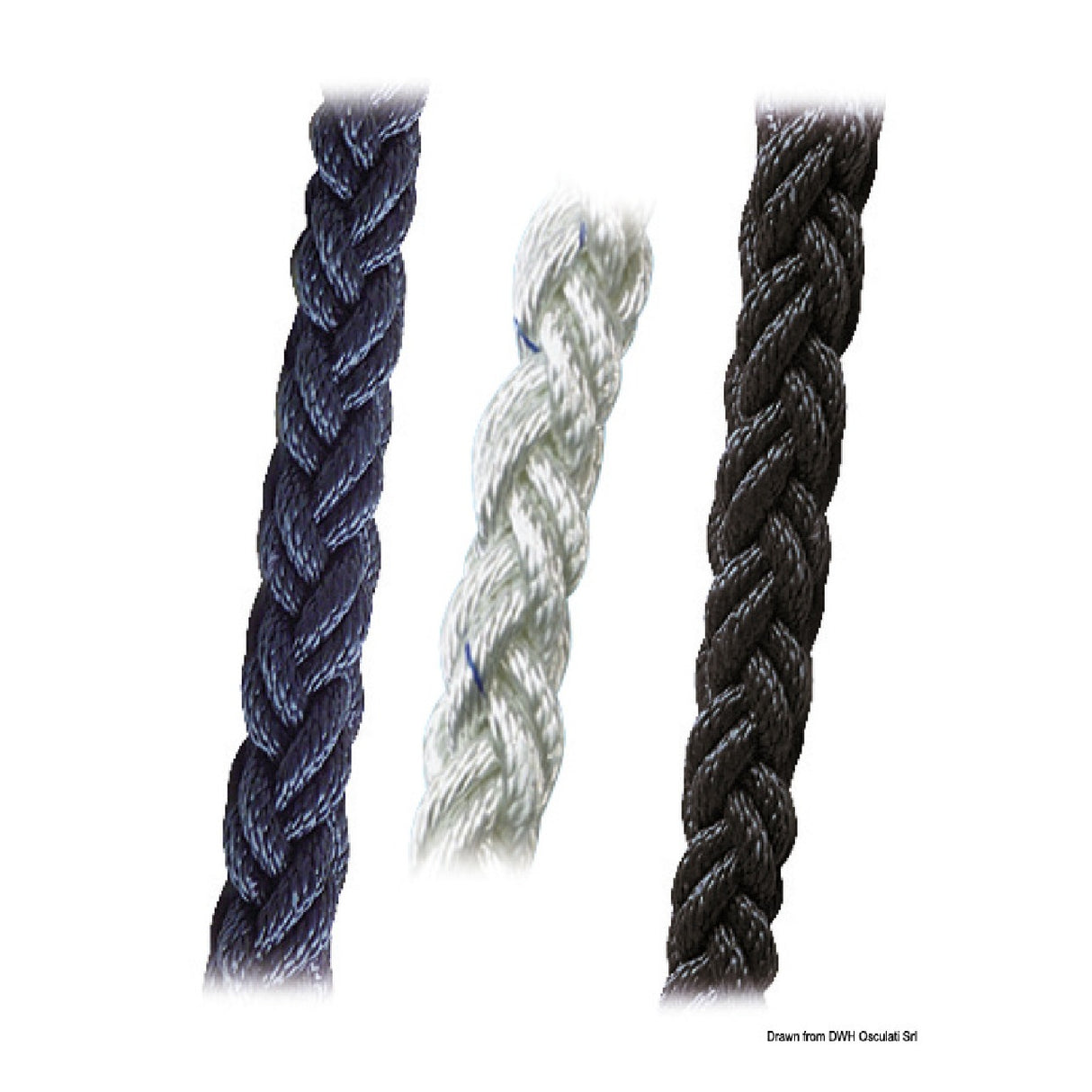 Osculati Treccia poliestere Square Line ad alta tenacita a 8 fusi passo lungo blu 06.458.12