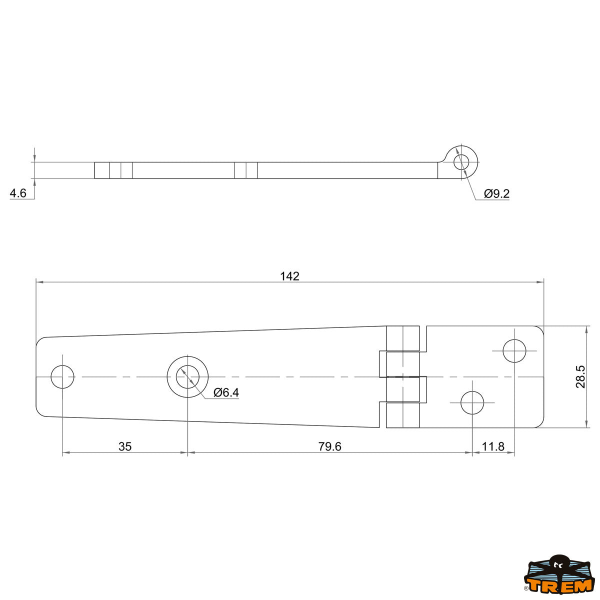 Trem Cerniere inox AISI 316 142x28 mm