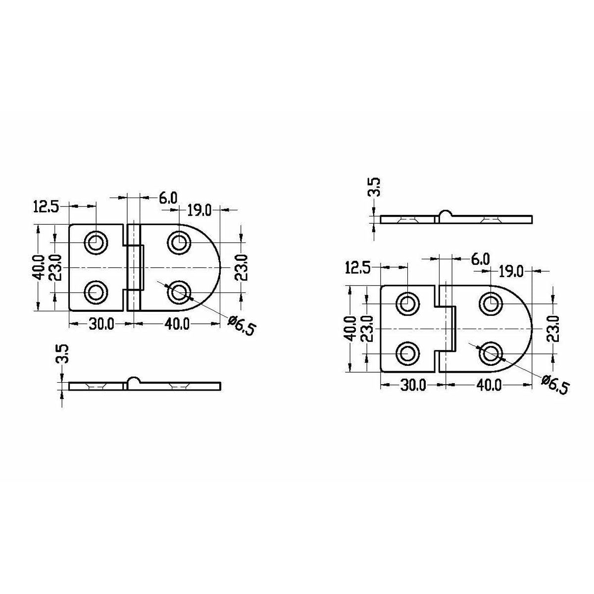 Bisagra Trem de acero inoxidable 70x40 mm invertida