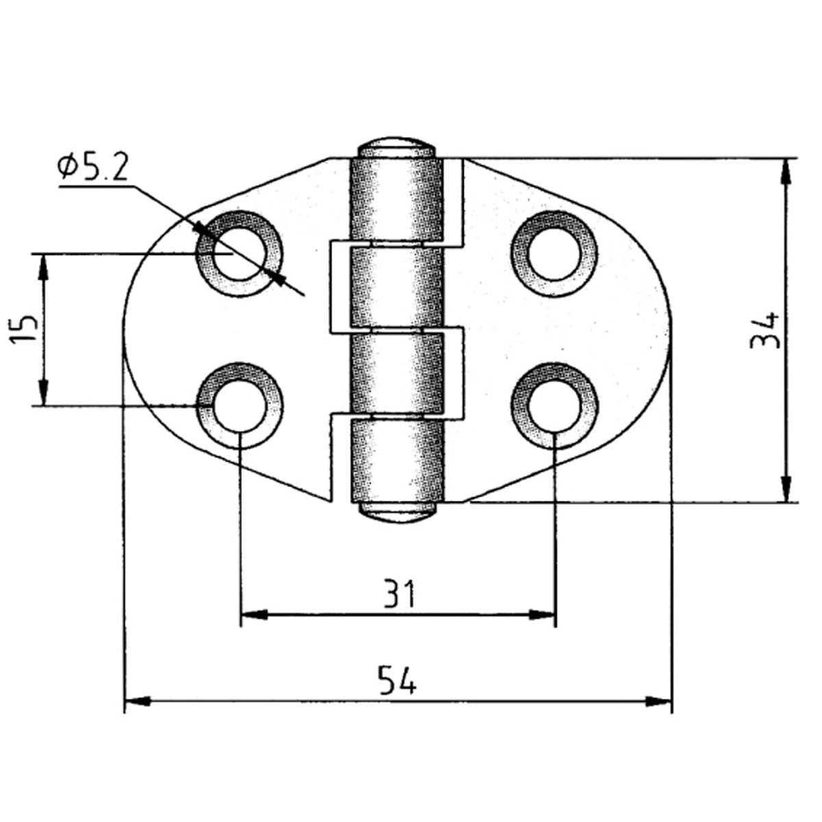 Bisagra Trem de acero inoxidable 54x34 mm
