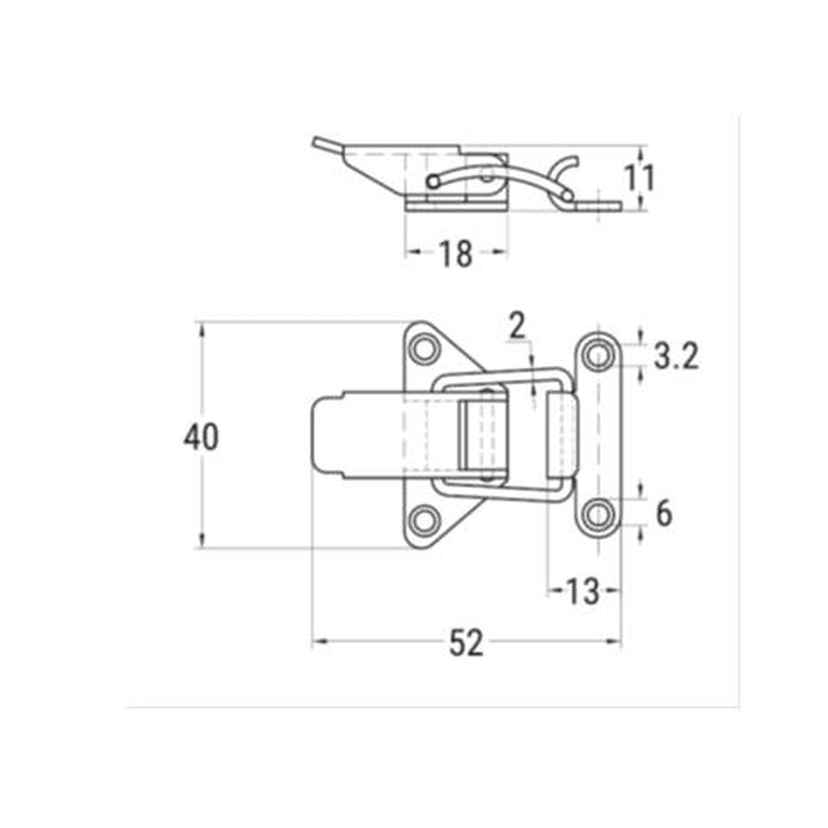 Trem Lock in stamped steel Aisi 316 mm 52x42 mm 52x42