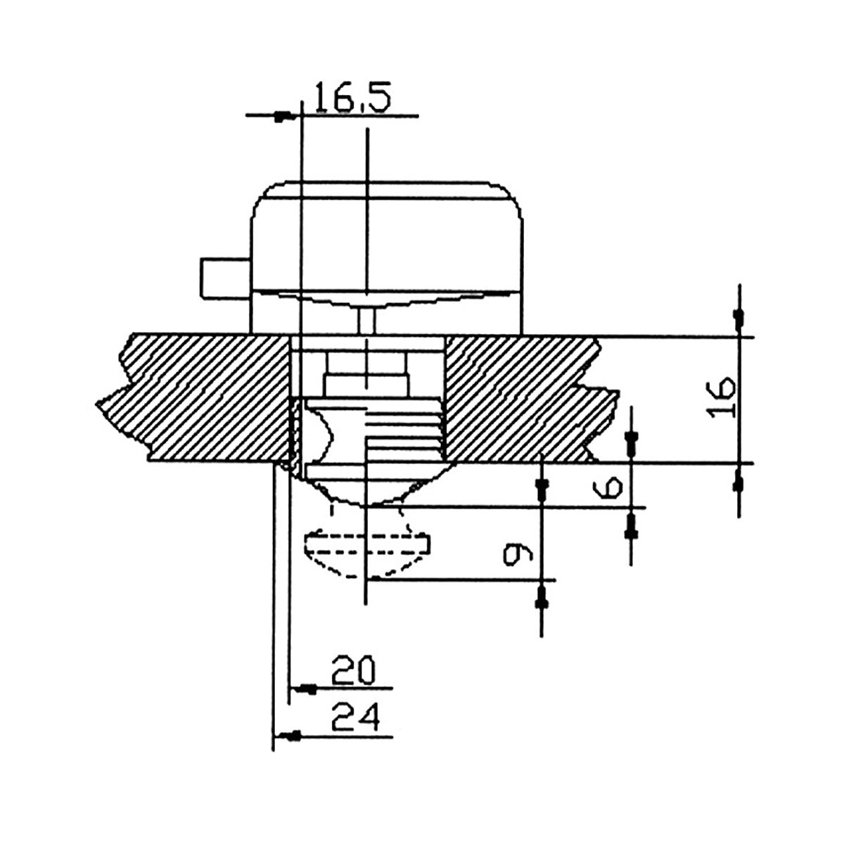 Trem White nylon lock for drawers with brass button Weight Kg 0.100