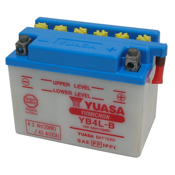 Batería para motocicleta YUASA YB4L-B (sin ácido) 12 V/4 Ah