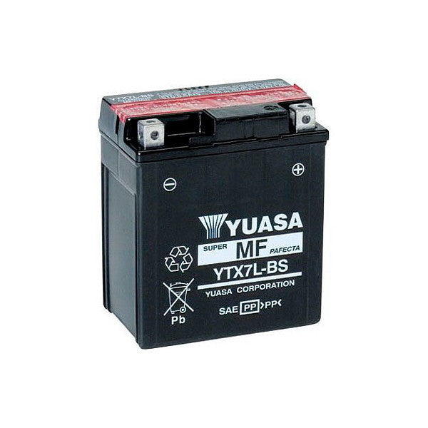 Batería para motocicleta YUASA YTX7L-BS (sellada con ácido incluido) 12 V/6 Ah