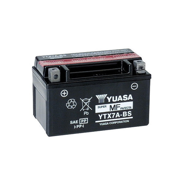 Batería de motocicleta YUASA YTX7A-BS (sellada con ácido incluido) 12 V/6 Ah