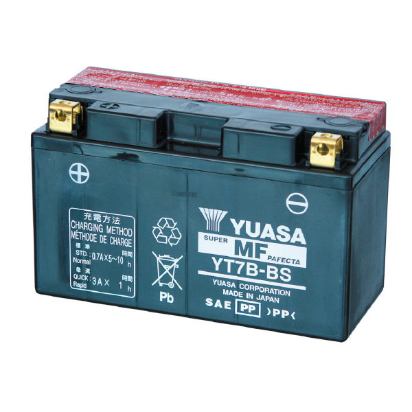 YUASA YT7B-BS Motorradbatterie (versiegelt, Säure enthalten) 12V/6,5Ah