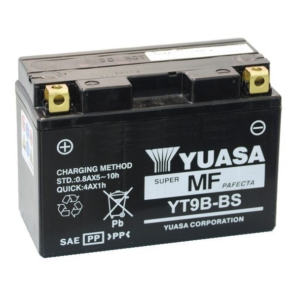 Batería de motocicleta YUASA YT9B-BS (sellada con ácido incluido) 12 V/8 Ah