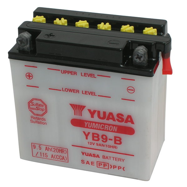 Batteria Moto YUASA YB9-B 12V/9Ah senza acido a corredo