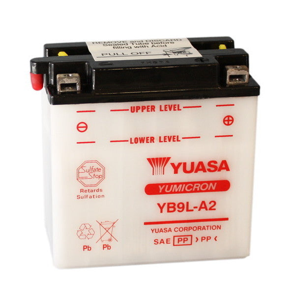 Batteria Moto YUASA YB9L-A2 12V/9Ah senza acido a corredo