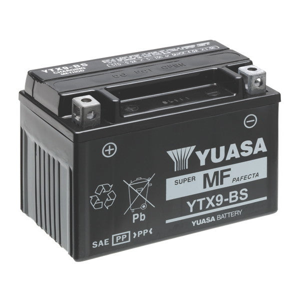YUASA YTX9-BS Motorradbatterie (versiegelt, Säure enthalten) 12V/8Ah