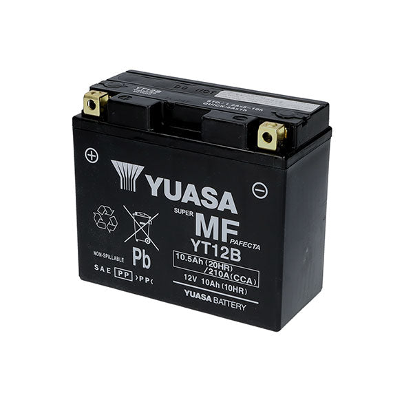 YUASA YT12B Motorradbatterie (versiegelt und aktiviert – werkseitig versiegelt) 12 V/10 Ah