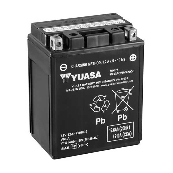 Batería para motocicleta YUASA YTX14Ahl-BS (sellada con ácido incluido) 12 V/12 Ah