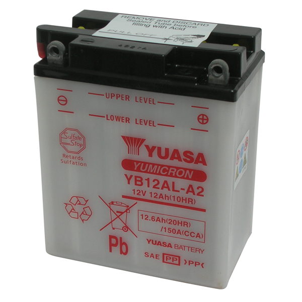Batería de motocicleta YUASA YB12Al-A2 12V/12Ah sin ácido incluido
