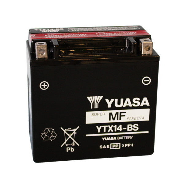 Batería de motocicleta YUASA YTX14-BS (sellada con ácido incluido) 12 V/12 Ah